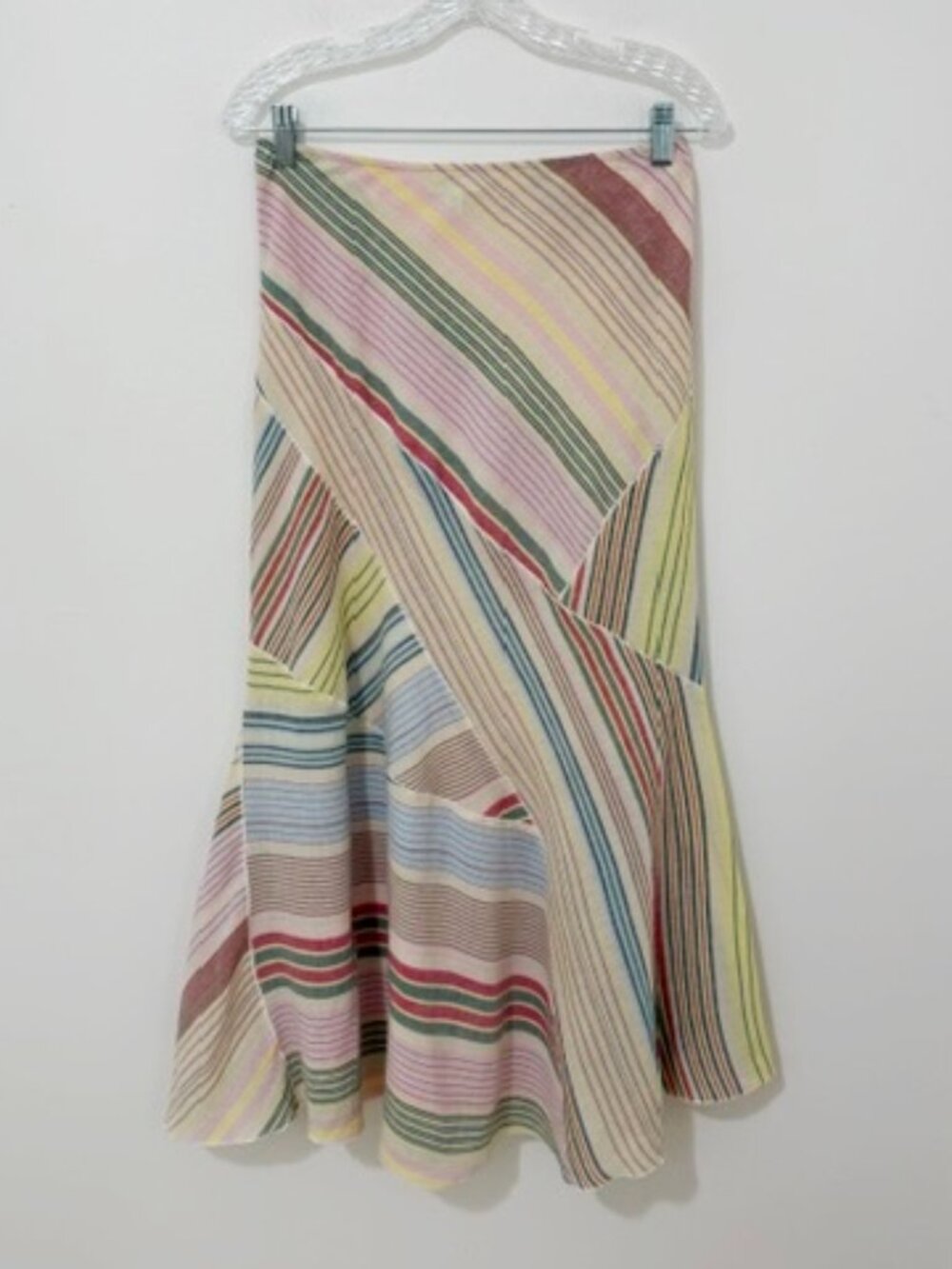 Topshop Laundered Cutabout Midi Skirt in Multi Stripe Women's Size 6